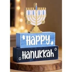 3 Pcs Hanukkah Wooden Table Top Decor